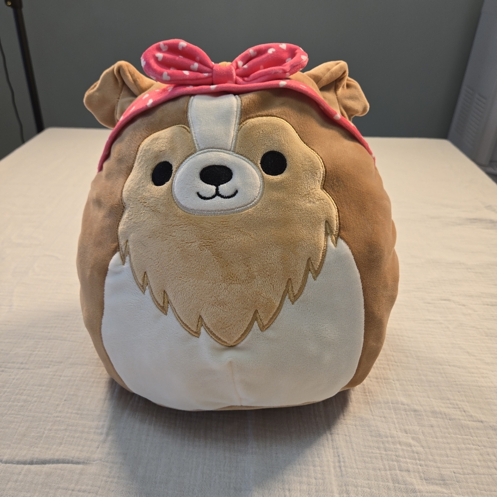 Original 2024 Squishmallows 11" Andres The Sheltie Valentines Headband